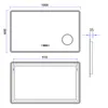 Technical drawing of a mirror with dimensions and features indicated. Produktbild-Vorschau