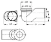 WC-Bogen 90°, D. 110mm, Offset, ABS/weiß Produktbild-Vorschau 3