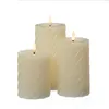 LED Stumpenkerze TWIST - Echtwachs - warmweiße 3D Flamme - H: 17,5cm - Batterie - Timer - creme Produktbild-Vorschau