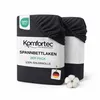 Two folded dark gray fitted sheets are shown in their packaging, with a cotton boll to the side. Produktbild-Vorschau