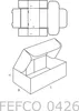 A diagram of a folded cardboard box and a 3D illustration of the same box in an open state. Produktbild-Vorschau