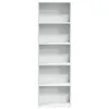 A tall, white, empty bookshelf against a white background. Voir les images du produit