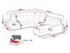 A diagram showing the dimensions of a sectional sofa, with a separate illustration of a bed. Náhled obrázku produktu