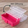 HMF Nähkasten aufklappbar mit 3 Ebenen, Sortierbox für Kleinteile in Pink Produktbild-Vorschau