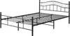 A black metal bed frame with a headboard and footboard, shown from a diagonal angle against a white background. Voir les images du produit