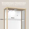 Close-up of a glass display cabinet with interior lighting and dimensions indicated. Podgląd zdjęcia produktu