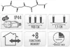 Diagrams and icons illustrating features of an LED light string. Produktbild-Vorschau