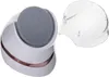 A white electric epilator with a gray roller head and a rose gold accent band, shown with its clear plastic protective cover next to it, on a white background. Podgląd zdjęcia produktu