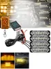 A collage of images showing car LED strobe lights, a remote control, a control box, and examples of the lights in use. Náhľad obrázku produktu