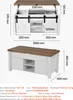 Diagrams and dimensions of a lift-top coffee table. Voir les images du produit