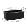 A black rectangular ceramic planter with dimensions indicated by measurement lines and text. Náhled obrázku produktu
