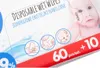 Close-up of a baby wet wipes packaging, showing product details and a baby's face. Voir les images du produit