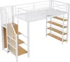 Cama alta de 90 x 200 cm con escalera con espacio de Vista previa de la imagen del producto 7