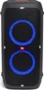 A front view of a black JBL Partybox 310 speaker with blue lights. Produktbild-Vorschau