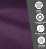 A close-up of purple fabric with marketing icons and text on the right side. Produktbild-Vorschau
