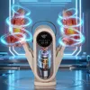 A product image showing a shoe dryer with animated blue swirls around shoe inserts. Produktbild-Vorschau