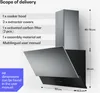 An image of a cooker hood with its specifications and scope of delivery details. Náhľad obrázku produktu
