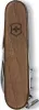 A close-up, top-down view of a Swiss Army knife with a wooden handle. Produktbild-Vorschau