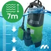 A submersible pump is shown partially submerged in water, with graphics indicating its depth capability. Anteprima dell’immagine prodotto