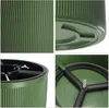 A collage of four close-up images showing different angles and details of a green Christmas tree stand. Podgląd zdjęcia produktu