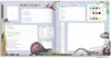 A spread from a children's notebook or diary with dinosaur illustrations and fill-in sections for personal information and favorites. Voir les images du produit