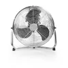 A chrome floor fan with black blades is shown against a white background. Podgląd zdjęcia produktu