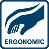 A blue graphic of a hand with the word ERGONOMIC below it, on a white background. Produktbild-Vorschau