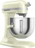 A cream-colored KitchenAid Artisan stand mixer with a silver bowl is shown against a white background. Produktbild-Vorschau