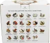 The image shows the side of a product box with illustrations of various birds and their names. Produktbild-Vorschau