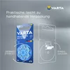 VARTA hearing aid batteries packaging with a diagram showing how to open and close it. Voir les images du produit