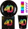 40. Geburtstag Einweggeschirr bunt Partyset Party Geschirr Produktbild-Vorschau 1