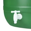A close-up view of a white faucet attached to a green barrel. Produktbild-Vorschau