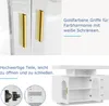 Collage of images showcasing a white sideboard with gold handles, close-ups of hardware, and textual descriptions. Anteprima dell’immagine prodotto