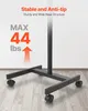 A close-up view of the base of a rolling TV stand, highlighting its stability and weight capacity. Produktbild-Vorschau