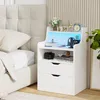 2er Set Nachttisch LED mit Steckdose,Nightstand mit 2 Produktbild-Vorschau 2
