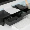 SoBuy Bildschirmerhöhung BBF02-SCH mit geöffneten Schubladen und Büroartikeln Náhľad obrázku produktu