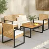An outdoor patio set with a sofa, two chairs, and a coffee table. Produktbild-Vorschau