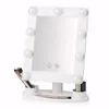 A white makeup mirror with LED lights and a base that holds makeup brushes and a pen. Produktbild-Vorschau