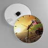 Wanduhr - Rund - Glasuhr - Morgen Bauernhof Feld Plantage - Produktbild-Vorschau 2
