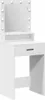 A white vanity table with a mirror and lights. Náhľad obrázku produktu