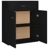 A black sideboard with one drawer and two doors, showing the interior shelves. Produktbild-Vorschau