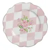 Clayre & Eef Frühstücksteller Ø 20 cm Rosa Weiß Porzellan Produktbild-Vorschau 1