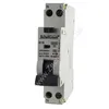 A single electrical circuit breaker, also known as a Miniature Circuit Breaker (MCB), is presented against a white background. The circuit breaker is a modular device designed for overcurrent protection and is a common component in electrical distribution  Produktbild-Vorschau
