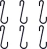 Six black S-hooks arranged in two rows of three on a white background. Anteprima dell’immagine prodotto