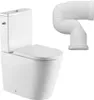 A white toilet and a white toilet pipe are shown against a white background. Produktbild-Vorschau