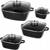 A collage of four square pots with glass lids, displayed against a white background. Produktbild-Vorschau
