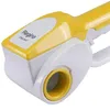 A close-up product shot of a yellow and white cheese grater. Produktbild-Vorschau