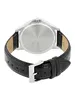 The back of a men's watch with a black leather strap and a silver-toned case. Náhľad obrázku produktu