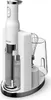 A white stick blender with its accessories in a charging/storage base. Anteprima dell’immagine prodotto
