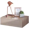 A wooden nightstand with a lamp, a framed picture, and a potted plant. Náhled obrázku produktu